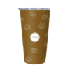 Reusable tumbler with hedgehogs and leafs on it in brown